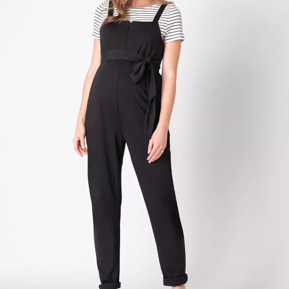 SERAPHINE Maternity & Nursing Jersey Black Overalls Jumper Size 10